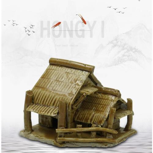 HONGYI 1 piece S/M/L size fish tank landscaping decoration aquarium crafts ceramic house not polluting water quality