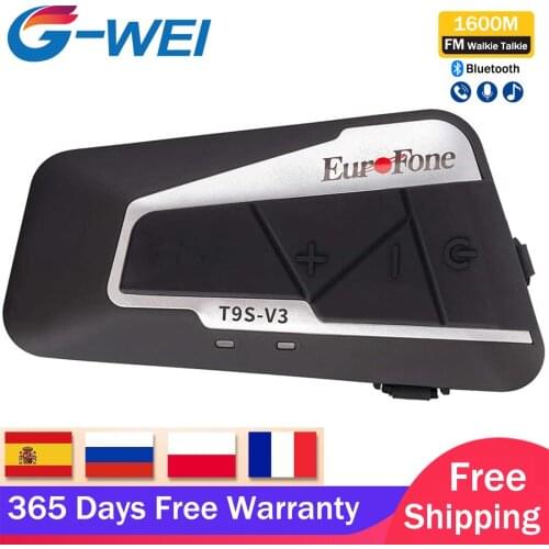 G-WEI EuroFone 3 Riders Waterproof Bluetooth Intercom Motorcycle Helmet Bluetooth Headset Full Duplex Interphone Up to 1600M
