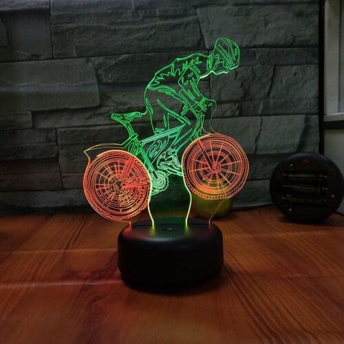 Cycle Racing 3D Illusion Led Lamp 7 Color Changing Touch USB Nightlight Flash Lighting Bicycling Decoration Colorful Lamp