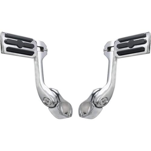 Long Angled Engine Guard Bar Foot Rests Highway Pegs 1.25" Fit for Electra Glide Road King Street Glide (Chrome)