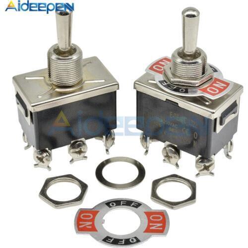 E-TEN(C)1322 MIni Auto Toggle Switch Black 6 Pin ON-OFF-ON Switch Copper Contactor 10000 Times Lifespan 250V 16A 31.5*19.5MM