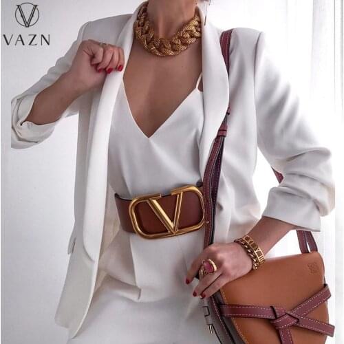 VAZN 2021 Top Quality Plus Size Office Lady Elegant Young Full Sleeve Sexy Daily Solid Suit Womens Slim Long Outwears