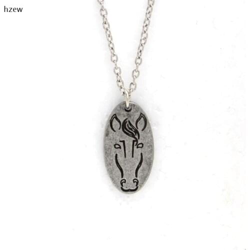 Hzew new Oval cute horse head pendant necklace Ancient gold and silver color two colors horse necklaces fashion jewelry gift
