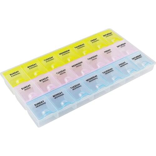 21 Grids 7 Days Weekly Pill Medicine Box Holder Storage Box For Elderly Vitamins Food-grade Health Care Box Organizer Case