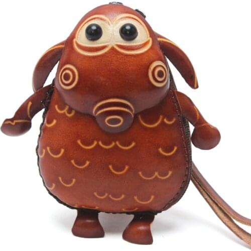 Genuine Leather Sheep Cartoon Wallets Fashion Lamb Animal Zero Wallet Coin Purse Womens Bag Card Bag