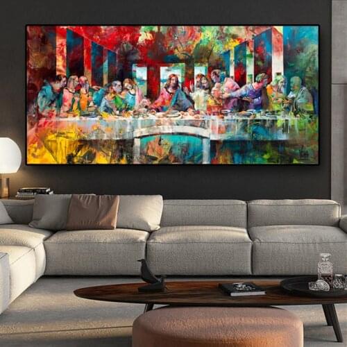 Colourful Art Da Vinci Last Dinner Canvas Painting Posters and Prints Wall Art Pictures Artwork for Living Room Home Decoration
