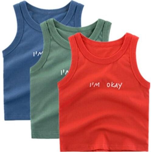 Summer Kids Cotton T Shirts Boys Girls Vest Baby T-shirts for girls Sleeveless Sweater Clothes Childrens Clothing Vests 2-9Y
