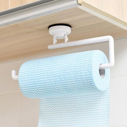 Punch-Free Suction Cup Kitchen Paper Holder ABS Wall Mounted Bathroom Kitchen Towel Holder High Quality Kitchen Accessories