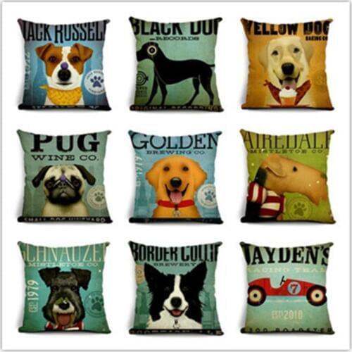 Animal Style Printed Cushion Cover Cute Pug Dog Decorative Sofa Throw Pillow Car Home Decor Pillow Case Almofadas Cojines