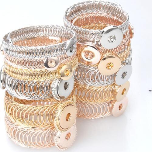 New 12MM 18mm Metal Snap Button Bracelet Bangles Adjustable Size Rose Gold Silver Color Cuff Bracelet for Men Women Bracelets