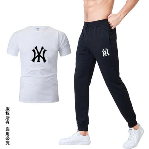 2021 New sport Men Sets jogging Pants Summer mens Brand T Shirt Trousers Casual Suits Short sleeve Sportswear Mens Clothing