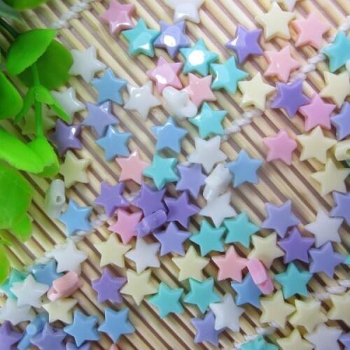 Wholesale Mixed Spring Colors Five-Stars Acrylic Loose Beads for DIY Loom Bracelet 100pcs 10*4 BJ-17