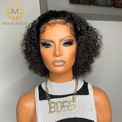 Pixie Cut Wig Human Hair Short Curly Bob Lace Front Wig 4x4 Lace Closure Wig Human Hair Wig Preplucked Peruvian Hair Wigs Remy