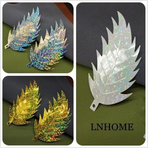 LNHOME 50pcs 90*46mm Large Leaf Sequins For Crafts Sewing DIY Garment Accessories Loose Spangles With 1 Side Hole