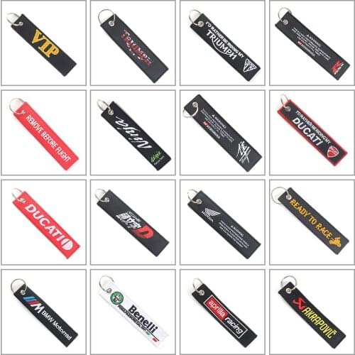 POMPOM The Key to Happiness Keychains for Motorcycles and cars Embroidery Customize key rings key holder Tags Cars sleutelhanger