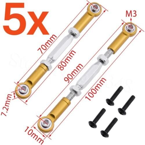 5 Pairs Adjustable Aluminum Rear Upper Steering Linkage For Himoto Tanto E10XB Buggy RC Car Upgrade Parts 33206