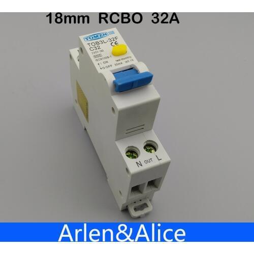 18MM RCBO 32A 1P+N 6KA Residual current differential automatic Circuit breaker with over current and Leakage protection