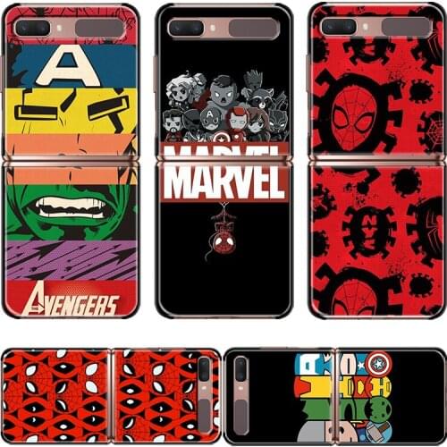 Marvel Avengers Cartoons Logo For Samsung Galaxy Z Flip 3 5G Black Mobile Shockproof Hard Capa Fundas Phone Case