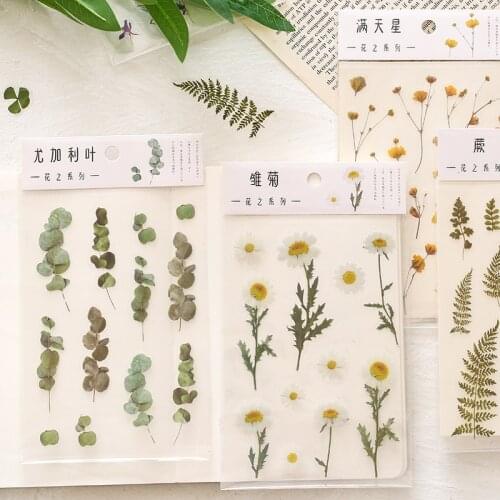 Vintage Herbaceous Plants Collection Floral Flower PET Diary Sticker Label Scrapbooking Sticker Handbook Decoration Stickers