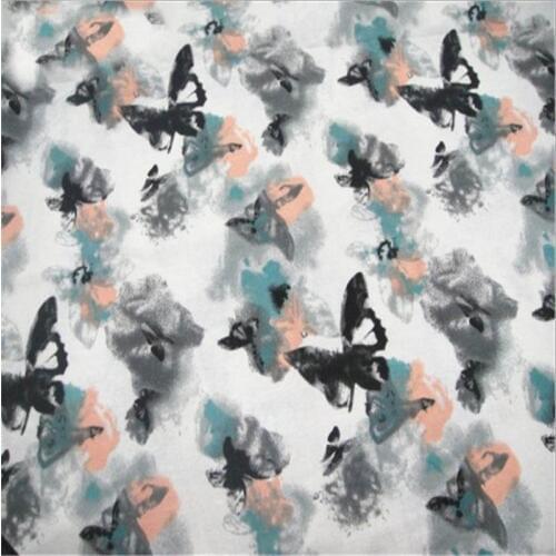 High quality linen cotton sateen ink printed fabric used for Quilting sewing dress women clothing skirt curtain by 100x145cm