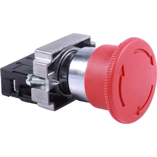 WSFS Hot 22mm NC Red Mushroom Emergency Stop Push Button Switch 600V 10A ZB2-BE102C