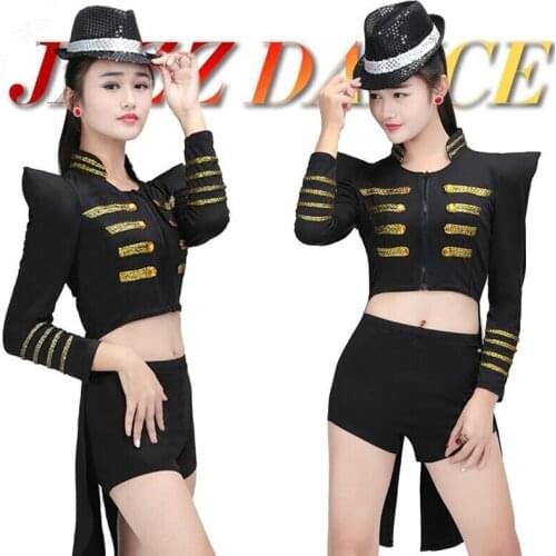 Jazz Dance Jacket Wear Black Costume Adult Latin dance costume black tuxedo performance wear singer dancer clothes for women DJ
