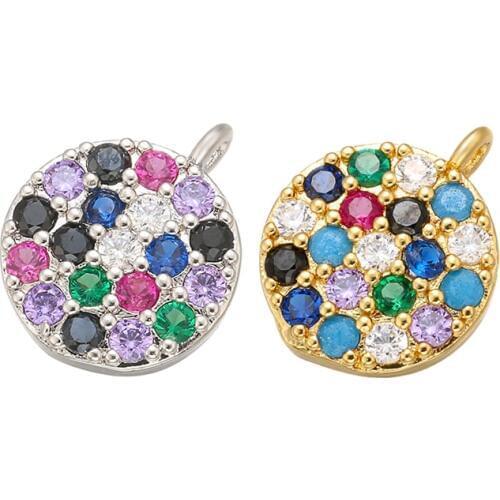 ZHUKOU 11x14mm brass round crystal pendant for women necklace earrings jewelry accessories Making findings model: VD560