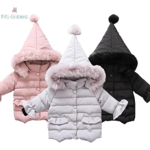 Winter Children Thickened Warm Coats for girls Boys Jackets Children Winter long sleeve 18m-5y Baby Girl Snowsuit cotton infants