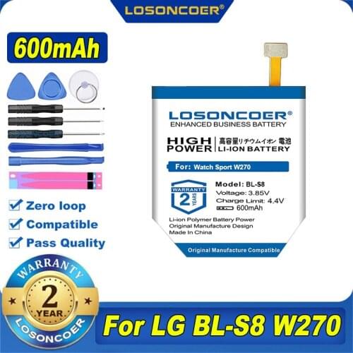 100% original LOSONCOER 350mAh BL-S8 Smart Watch Battery For LG Watch Style W270