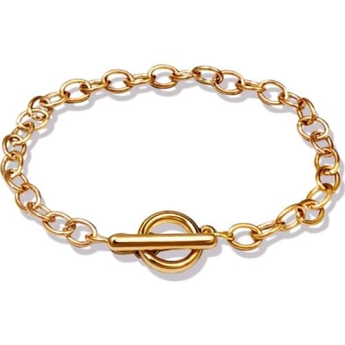 12 Pcs Chain Bracelets Alloy Metal Plated Link with OT Toggle Clasps for Men Women Charm Minimalist Jewelry Bangle