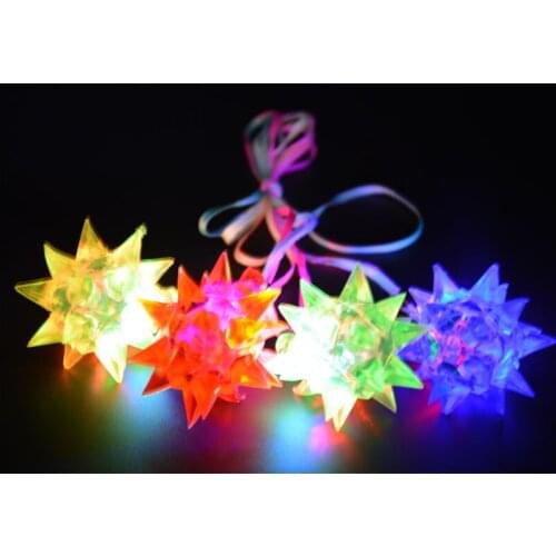 Children Toy Ball Flashing Spiky Jelly Star Glow Necklace Pendants LED Party Favors Supplies Prize Birthday Gift with String