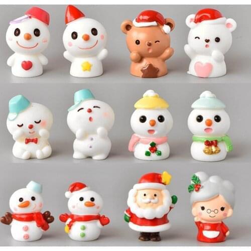 20 styles mini snowman Christmas doll ornaments Figurine Cartoon Design Exquisite Resin Christmas Micro Landscapes Decoration