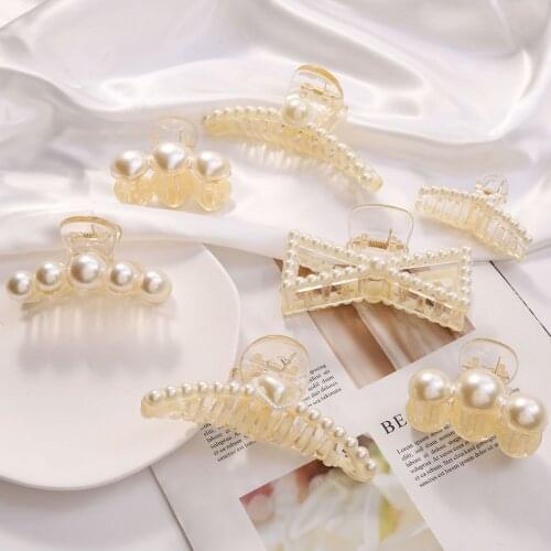 2021 Luxury Pearls Hair Claws Hair Ornaments Big Pearls Hairpins For Women Girl Accessories Headwear Makeup Hair Styling