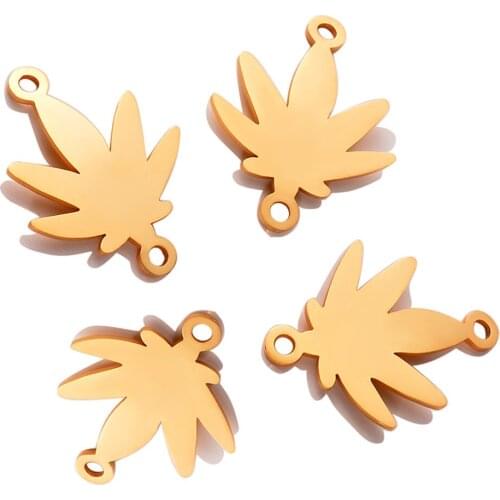 5Pcs/lot Gold Color Stainless Steel Leaf Shaped Pendant 22*27mm Stamping Charms Tag Pendants For Diy Jewelry Making Dropship