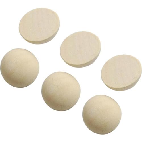 50 pcs Half-sided Wooden Beads DIY Wooden Toys Jewelry Pendants Crafts Natural Unfinished Wood Half-round Balls