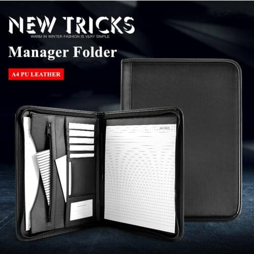 A4 Padfolio File Cabinet Folder Luxury Fichario Document Organizer Holder Manager Doctor Briefcase Zipper Business Supplies