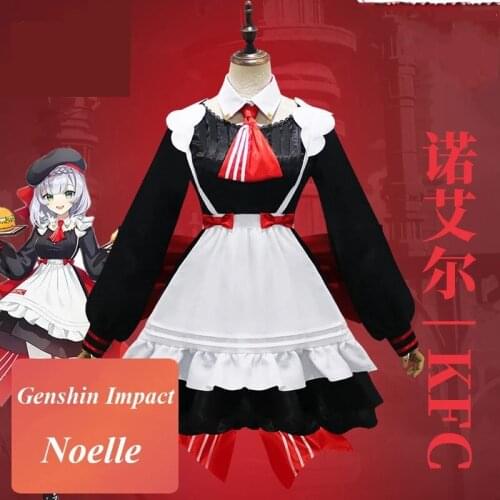 Anime Game Genshin Impact Noelle KFC Linkage Clerk Suit Lovely Maid Dress Uniform Cosplay Costume Halloween Women Free Shipping