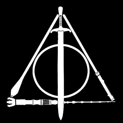 Funny Deathly Hallows LOTR White Decal Vinyl Sticker | Cars Trucks Walls Laptop | White Appearance, Waterproof