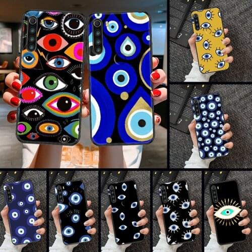 Evil eye Abstract Art Phone case For Xiaomi Redmi Note 7 7A 8 8T 9 9A 9S 10 K30 Pro Ultra black luxury bumper pretty prime art