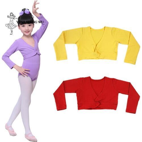 Girls Kids Long Sleeve Ballet Dance Jacket High Waist Small Coat Children Gymnastics Leotard Coat Spring Autumn