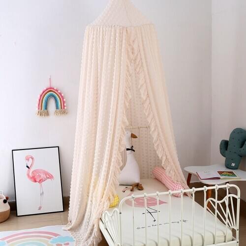 Baby Bed Cotton 3D Hung Dome Mosquito Net Ruffle Pink Princess Canopy Baby Bed canopy kids Mosquito Net Girl Room Decor 60*240cm