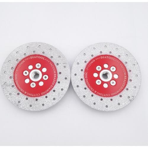 DIATOOL 2pcs 5" Double Sided Vacuum Brazed Diamond Cutting & Grinding Disc With M14 Thread Premium Quality