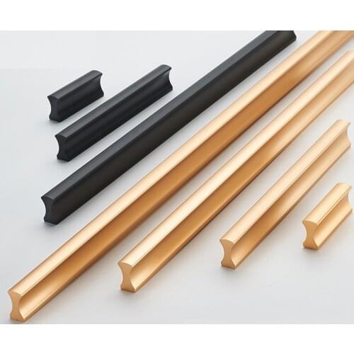 Black/Gold Cabinet Handles Aluminum Alloy Kitchen Cupboard Pulls Drawer Knobs Long Furniture Handle Hardware