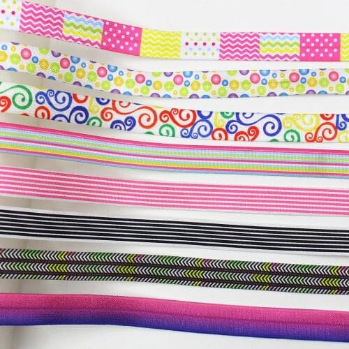 5yds,5/8" cartoon Fold Over Elastic Stretch Foldover FOE Elastics for Hair Ties Headbands DIY handmade Accessories,E-20421-641