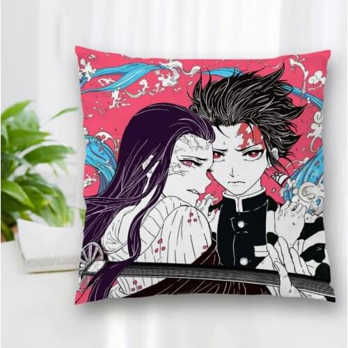 Hot Sale Custom Decorative Pillowcase Demon Slayer Kimetsu No Yaiba Tanjirou Kamado Square Zippered Pillow Cover Best Nice Gift