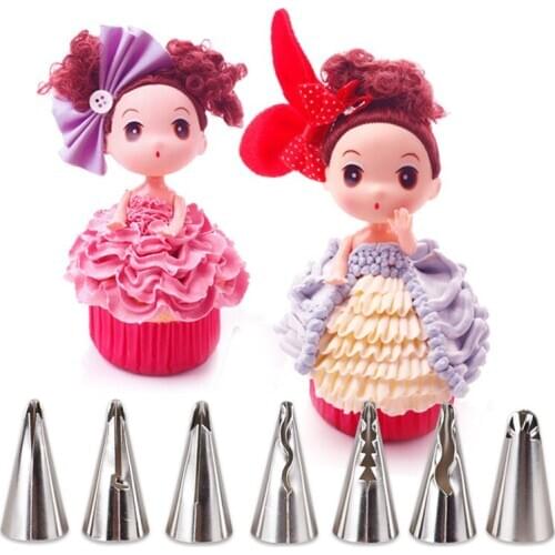 Decorator Tools DIY 7pcs/set Wedding Russian Nozzles Pastry Puff Skirt Icing Piping Nozzles Pastry Decorating Tips Cake Cupcake