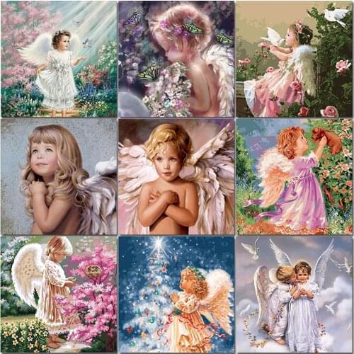 Oil Painting By Numbers On Canvas With Frame Angel HandPainted Acrylic Picture Coloring By Numbers Kid Home Decor Diy Gift Art