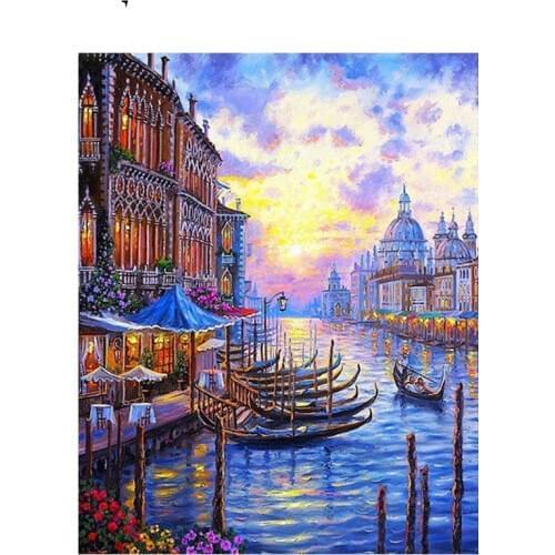 City Lakeside Paintings By Numbers DIY Pictures Oil Coloring By Numbers Set Gift Drawing By Numbers Canvas Decor New Arrivals