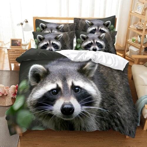 Little Raccoon Bedding Duvet Cover Set 3d Digital Printing Bed Linen Fashion Design Comforter Cover Animal Bedding Sets Bed Set