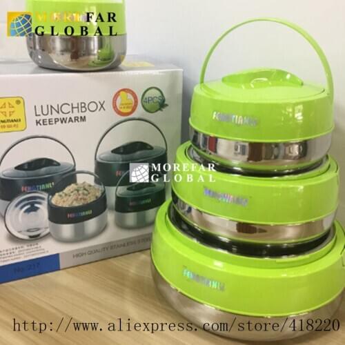 4PCS/SET 2/4/6/10L 4SET Food Warmer Container Lunch Box Heat Preservation Insulation Storage Boxes Bins Stainless Steel